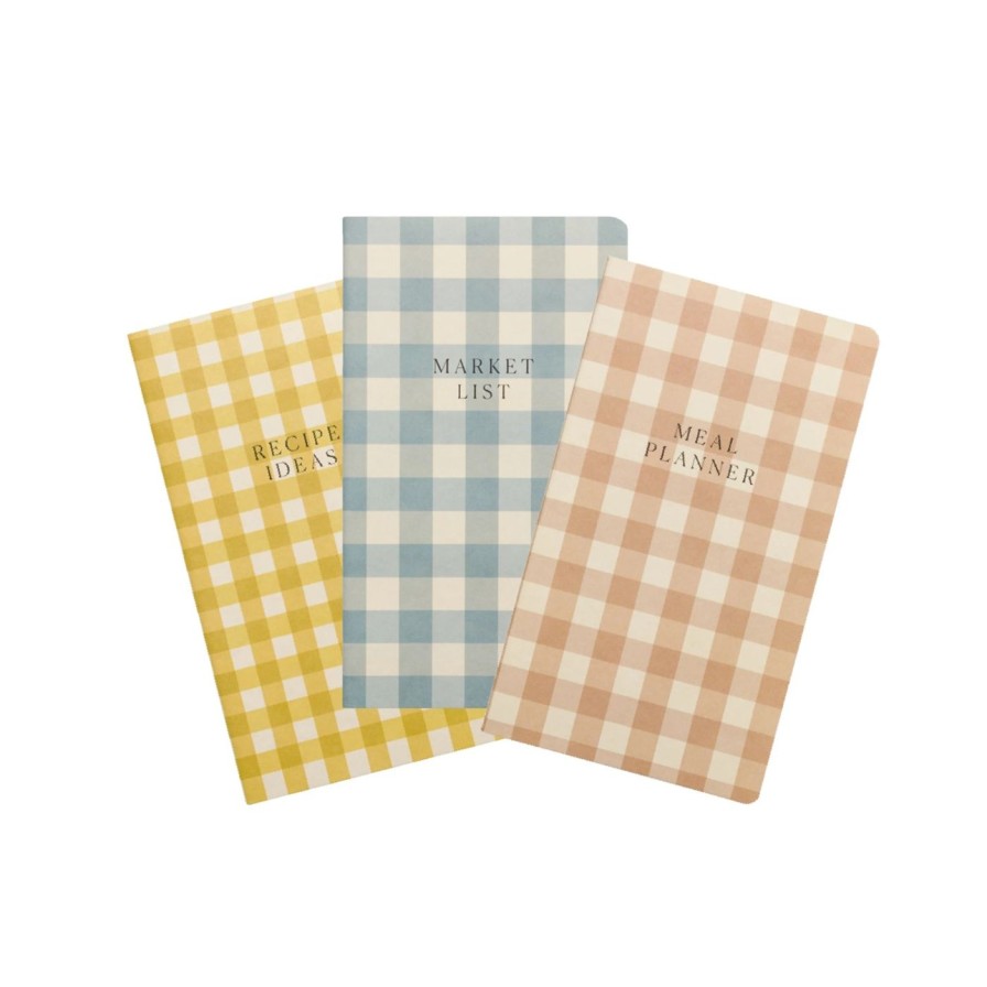 Paper Kept Shop | Set Of 3 Gingham Planners (Meal Planner, Market List, Recipes)