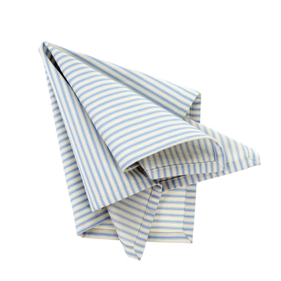 Kitchen Kept Shop | Set Of 4 Teal French Ticking Stripe Napkins