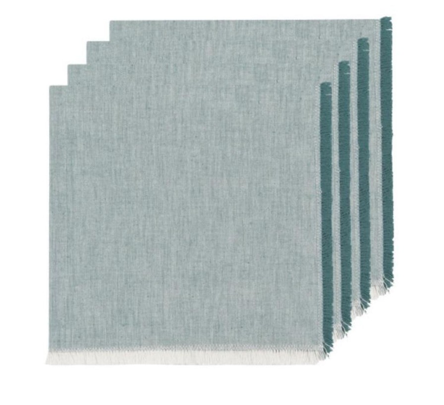 Kitchen Kept Shop | Set Of 4 Chambray Heirloom Lagoon Napkins