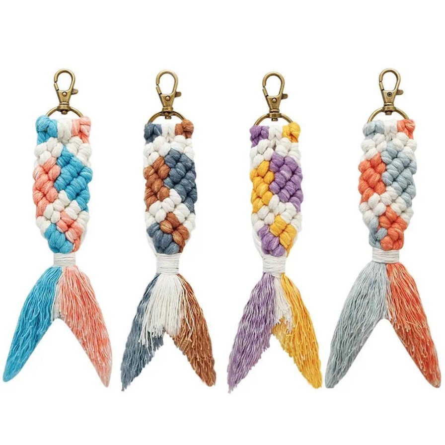 Adorn Kept Shop | Macrame Braided Mermaid Tail Keychains (Assorted)