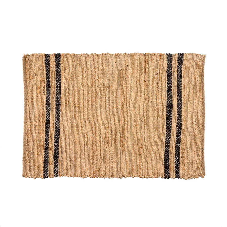 For The Home Kept Shop | Coastal Stripe Jute Rug, Black (2' X 3')