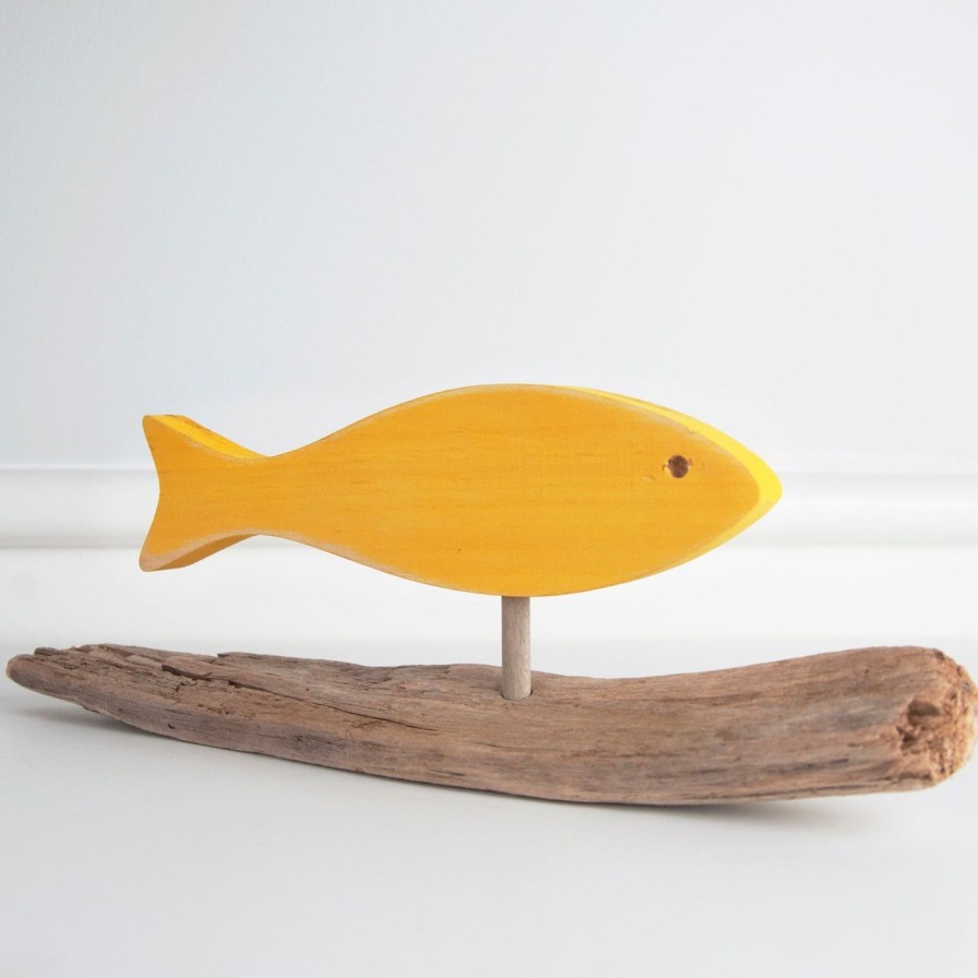 For The Home Kept Shop | Jerry Walsh-Driftwood Fish-Yellow