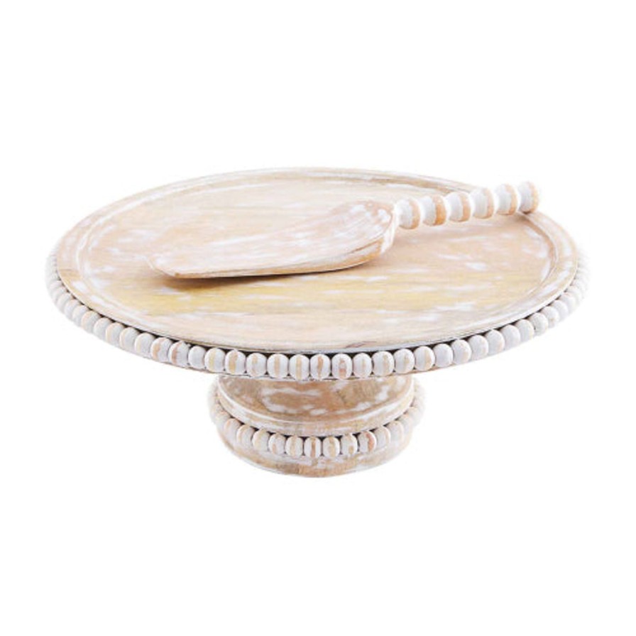 For The Home Kept Shop | Beaded Wood Cake Stand Set