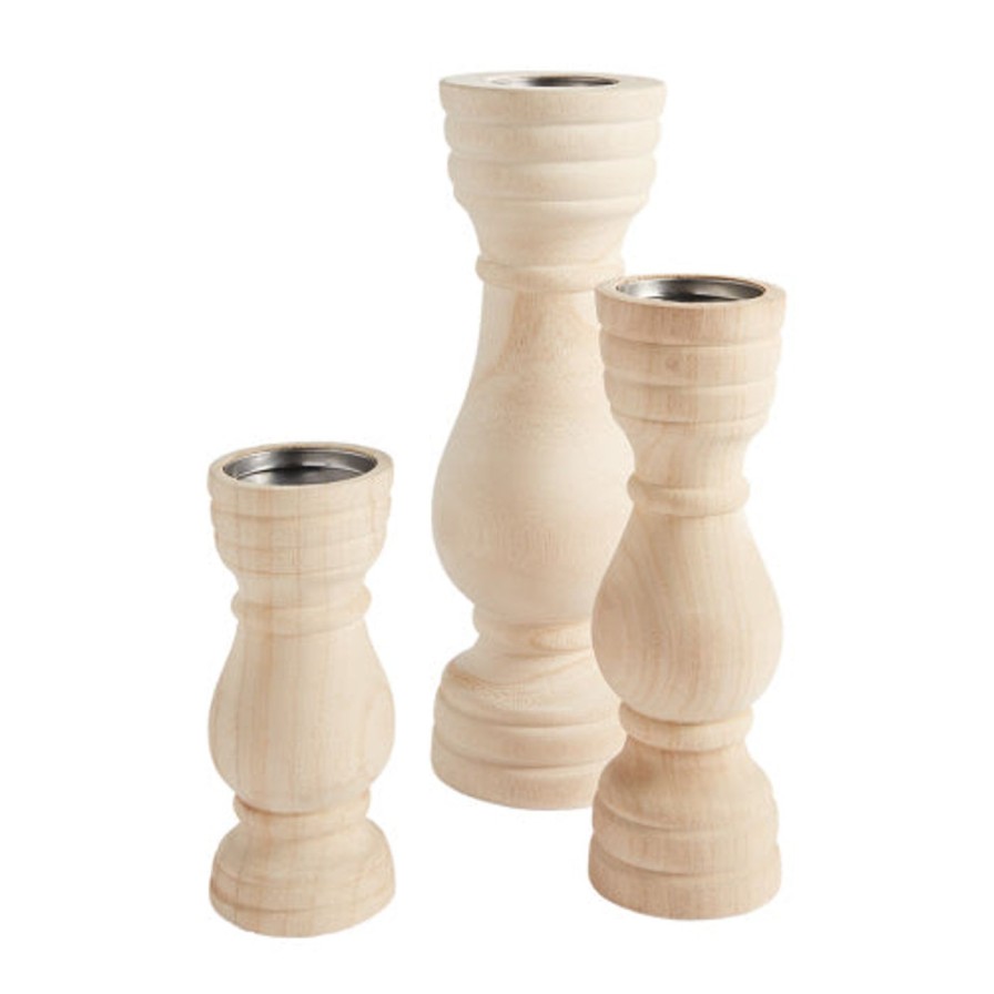 For The Home Kept Shop | Paulownia Wood Candle Holders (3 Sizes)