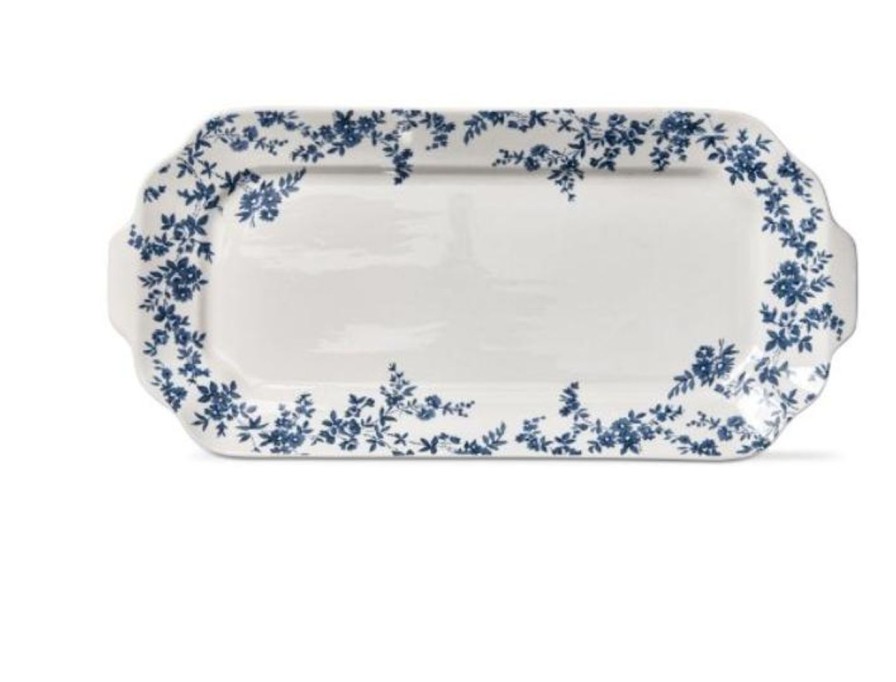 Kitchen Kept Shop | Cottage Floral Rectangle Platter-Blue