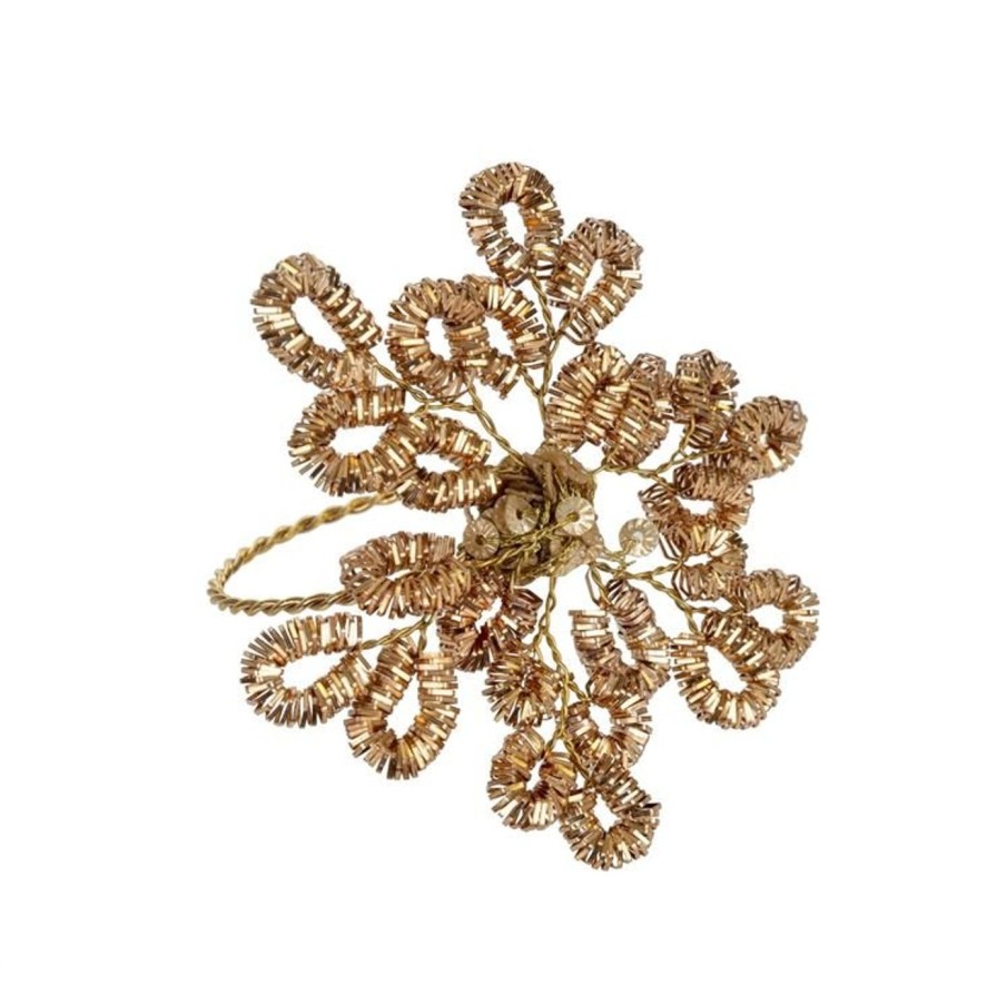 Kitchen Kept Shop | Gold Tinsel Snowflake Napkin Ring