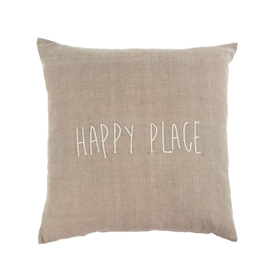 For The Home Kept Shop | Happy Place Linen Pillow (20" X 20")