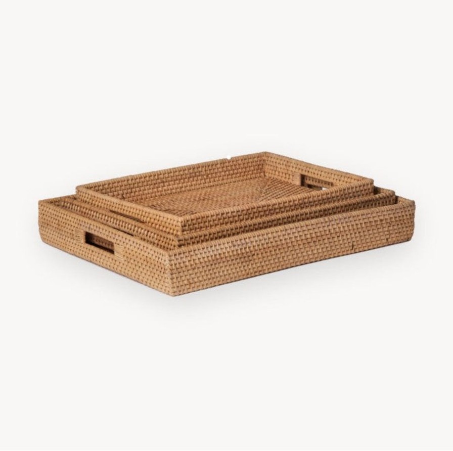 For The Home Kept Shop | Natural Rattan Trays (3 Sizes)