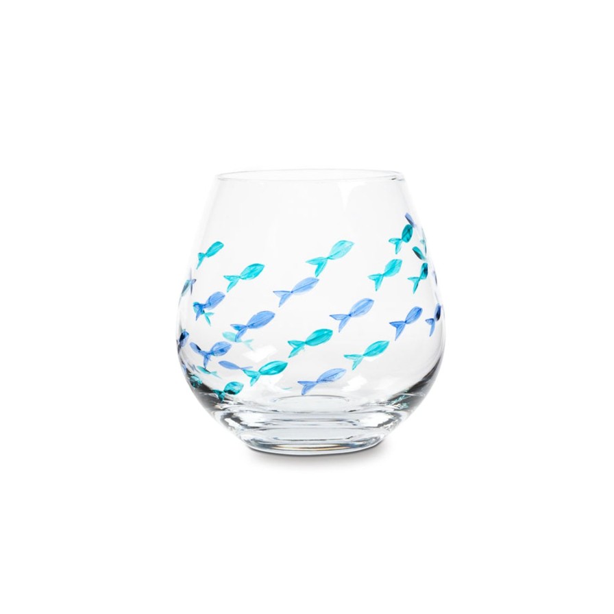 For The Home Kept Shop | Fishes Stemless Wine Glass