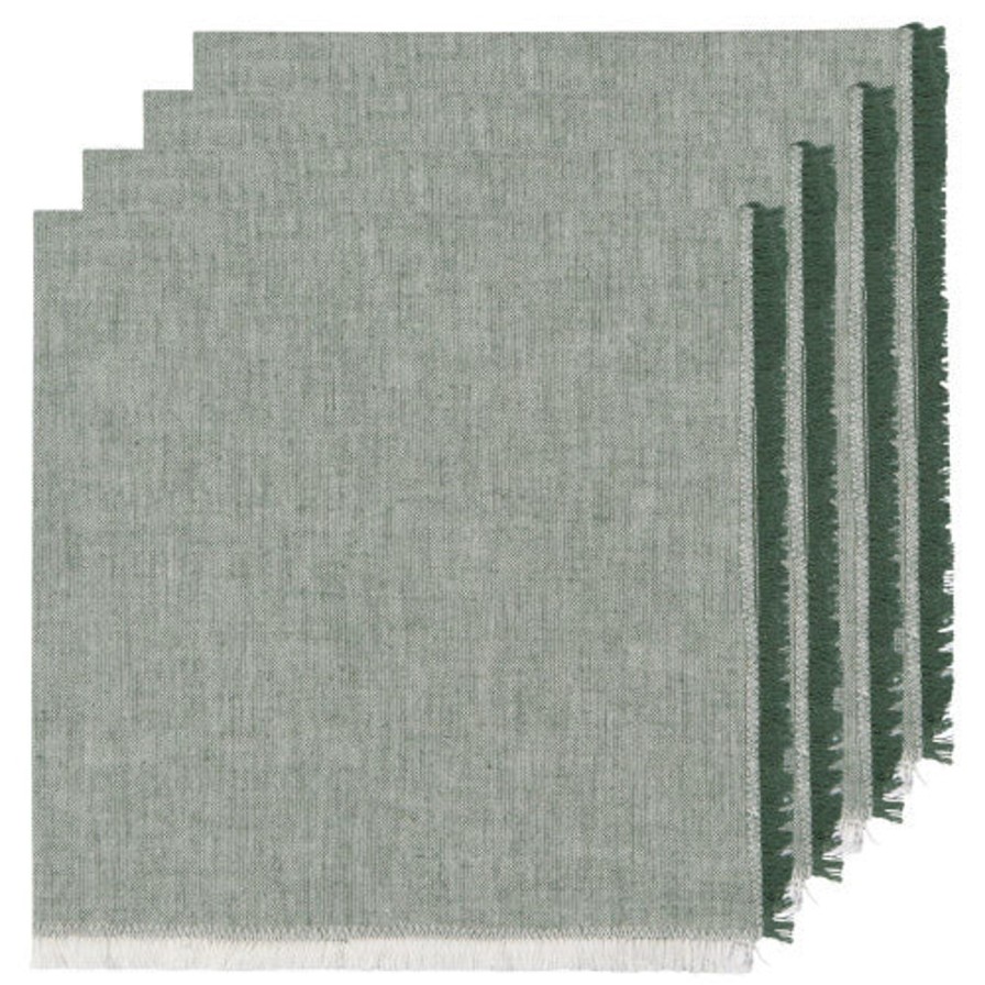 Kitchen Kept Shop | Set Of 4 Chambray Jade Green Napkins