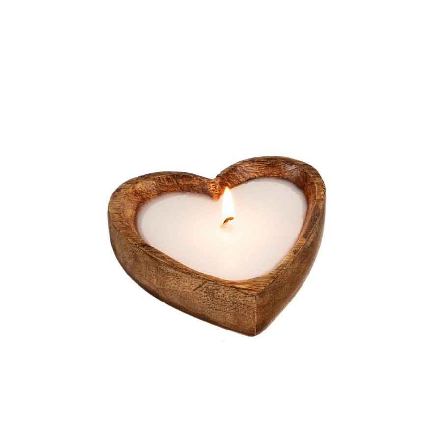 For The Home Kept Shop | Wooden Heart Candles-Eucalyptus & Amber